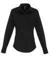 PR344 Premier Ladies Long Sleeve Stretch Fit Poplin Shirt Black colour image